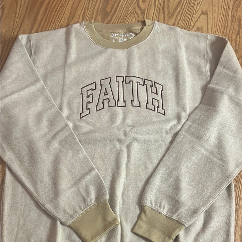 Faith Beige Crew Neck Sweater